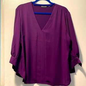 Three-quarter sleeve purple Blouse size large